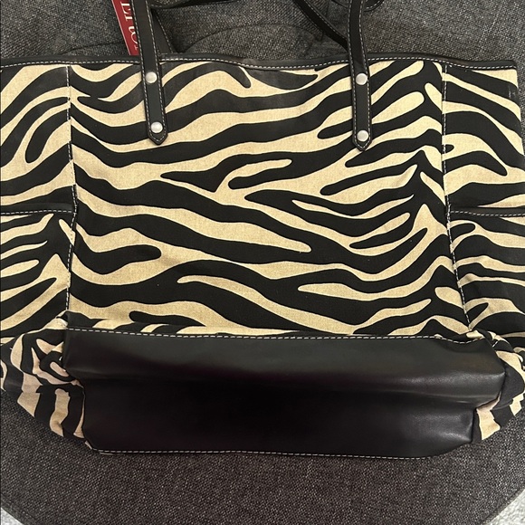 Merona Black and Cream Zebra Tote Bag - Picture 1 of 10